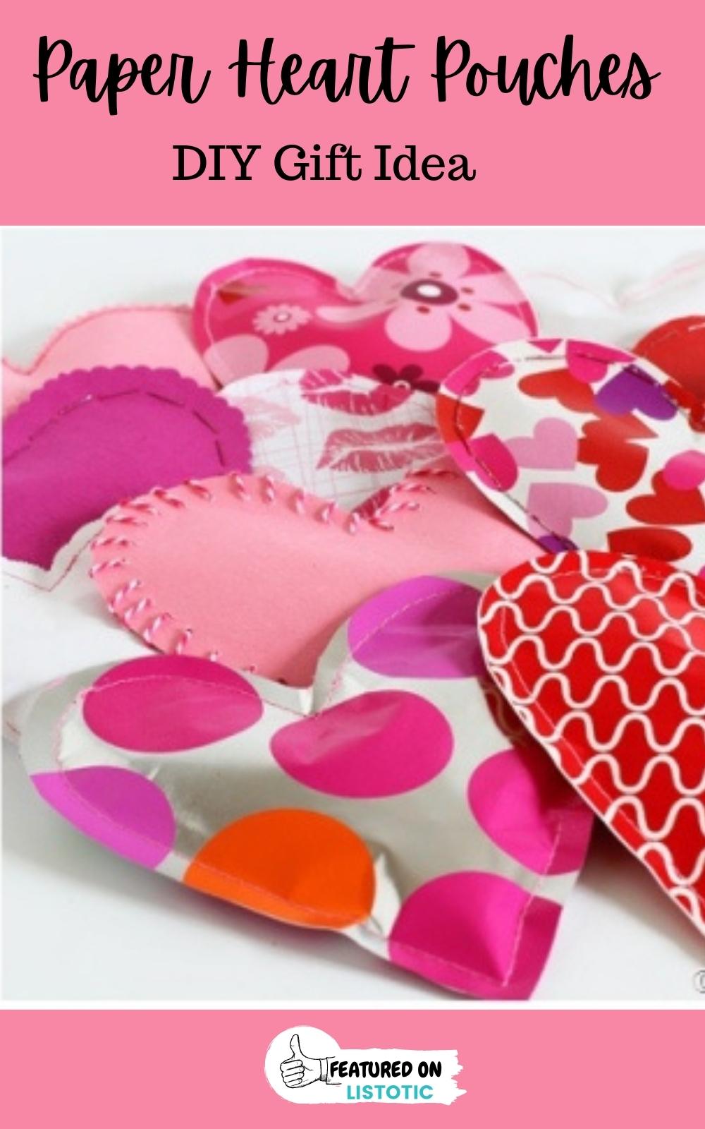 diy paper heart pouches