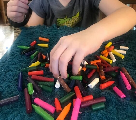 DIY Lego crayons – remove wrappers and let dry.