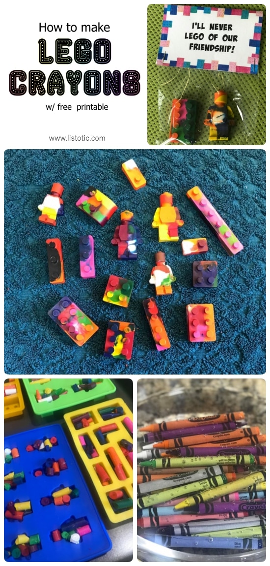 How to make Lego crayons. Great use for your old broken crayons.