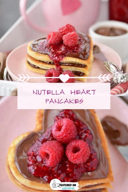 Nutella heart pancakes.