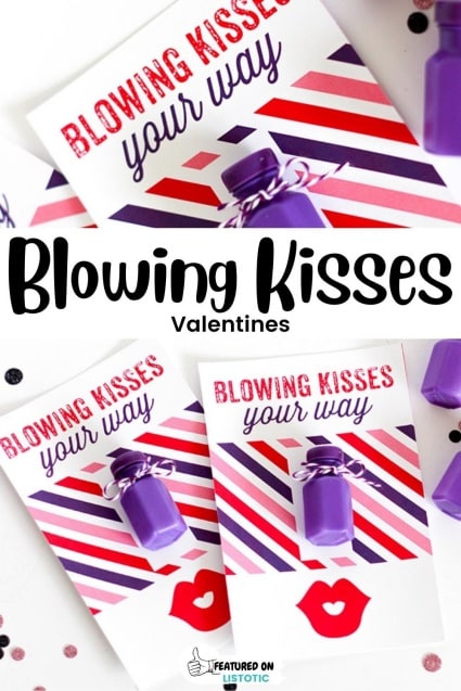 Blowing kisses.