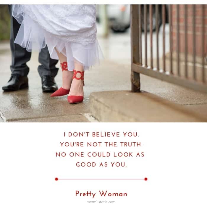 Julia Roberts in pretty woman is a woman who knows how to wear red shoes. Classy, Chic and beautiful wearing red shoes might be the perfect look for a wedding day. Cinderella love stories are not always made from glass slippers. Sometimes, it takes the perfect sexy red shoes. 