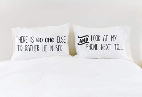 Make your valentine laugh with a gift of his and her pillow cases that are humorous, cute and comfortable.