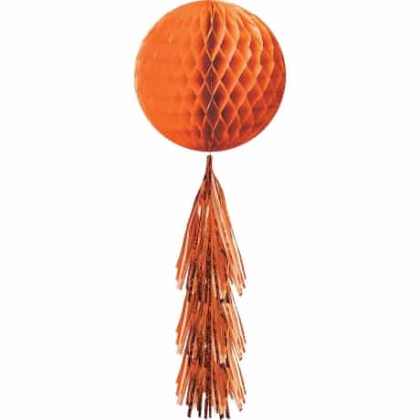 March Madness Party City decoration of Orange Ball shape with frill hanging décor. 