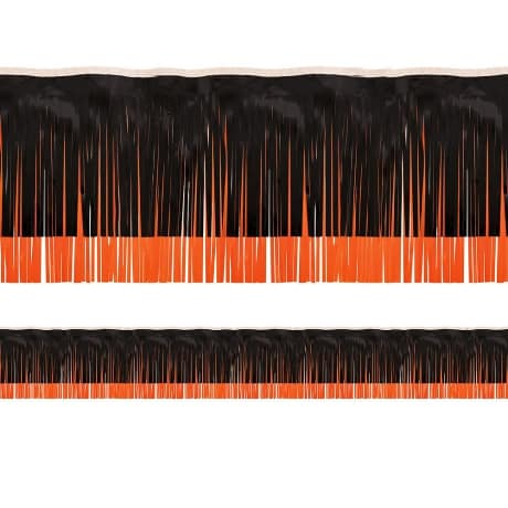 Party City Metallic orange and black fringed party décor for March Madness Party Decorations.