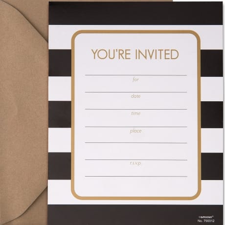 Your invited party invitation with black and white referee stripes perfect for March Madness Party invitations. 