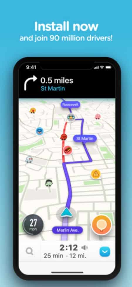 Waze is the largest community-based traffic and navigation app allowing other drivers in your area to share real time traffic and road information. 