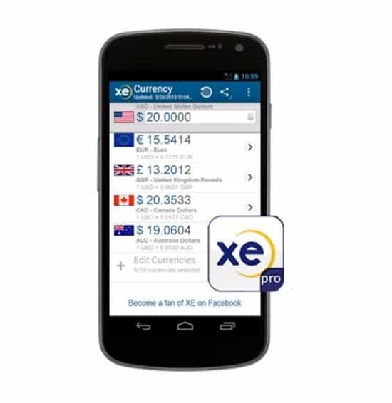 The XE Currency Converter app will allow you to convert currency from over 180+ currencies.