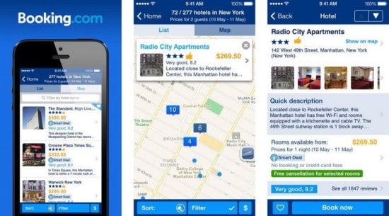 The Booking ap allows you to find places to stay while discovering travel deals. 