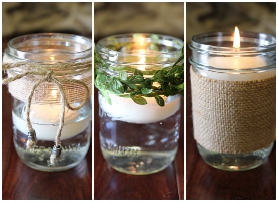 Floating tea lights in deals mason jars