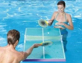 Ping Pong in the swimming pool. Great summertime activities.