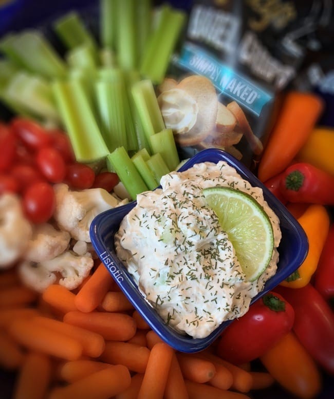 Cream cheese party appetizer for cucumber dill veggie dip trays.