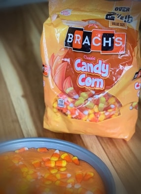 Orange Bag of Brach’s candy corn candies.