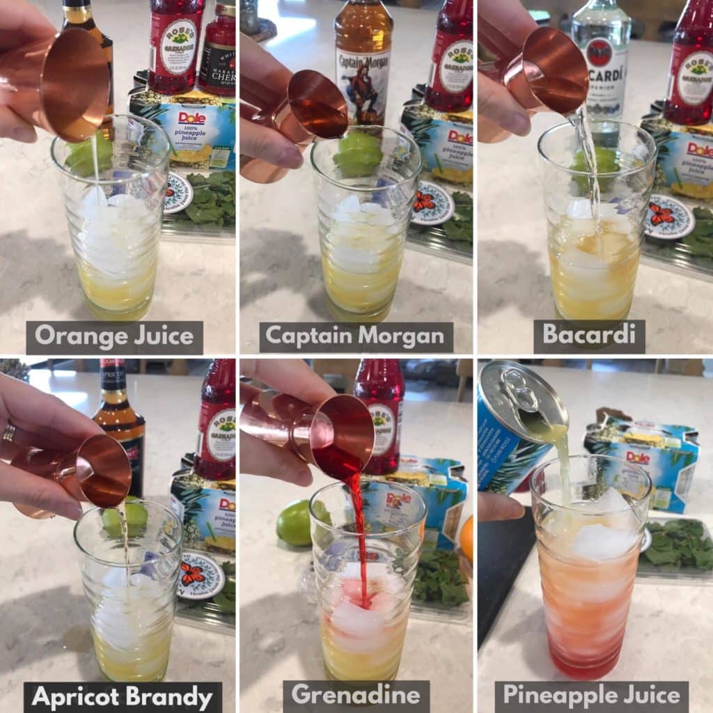 Step by step instructions on creating the Zombie Cocktail drink.