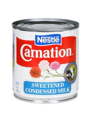 Can of carnation sweetened condensed milk.