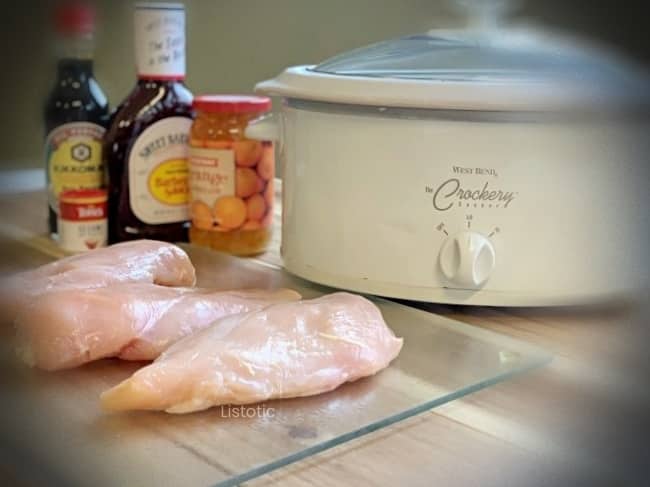 Ingredients for orange chicken crock pot recipe.