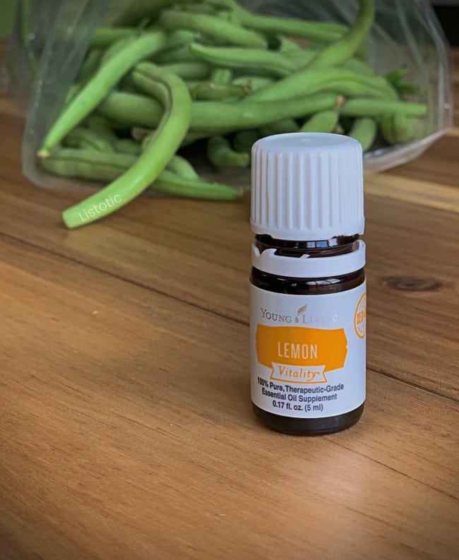 Bottle of Young Living Lemon Vitality essential oil.