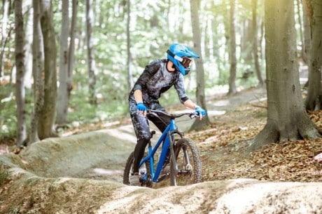 Rider on a bike in a bike park.