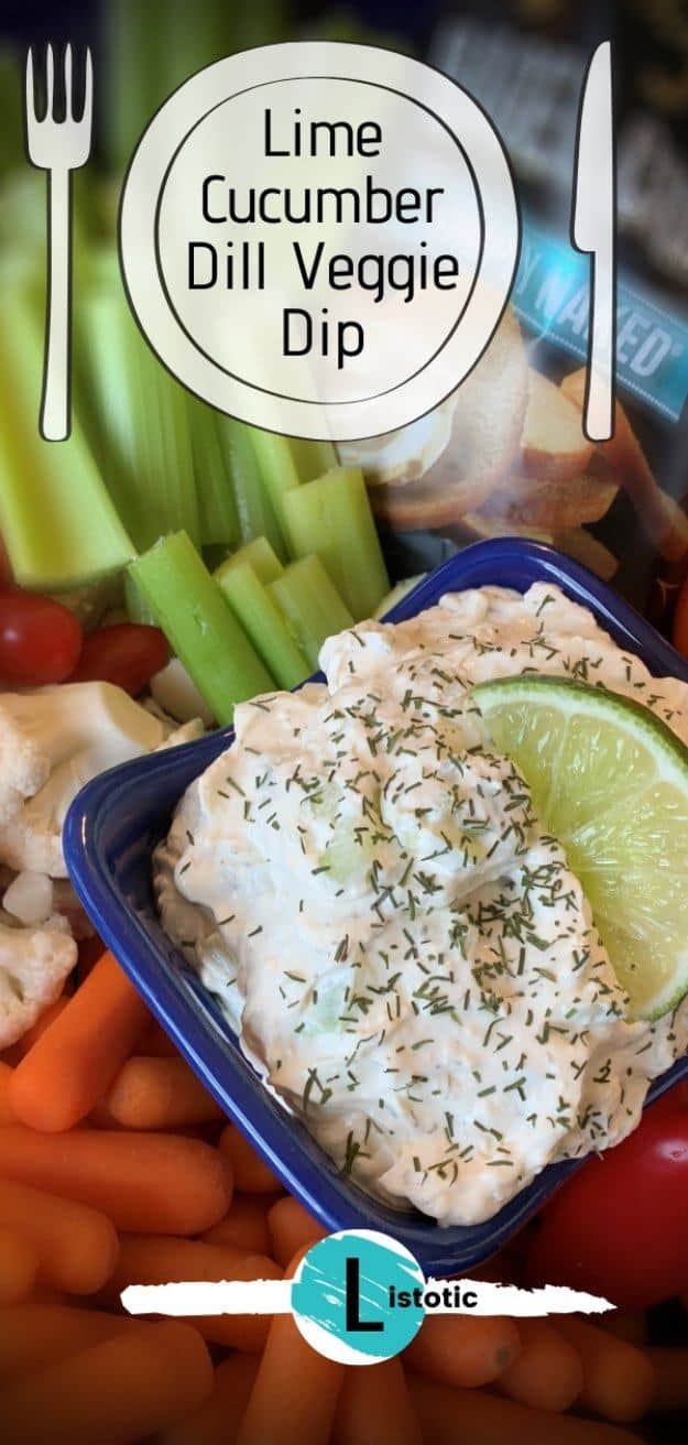 bowl of creamy cucumber and lime veggie dip on an appetizer table