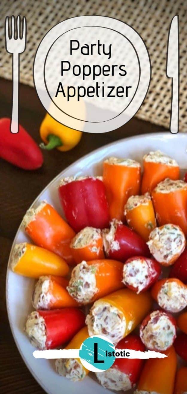 colorful plate of sweet mini peppers filled with cream cheese and jalapeno peppers