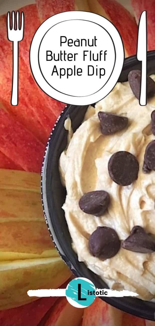 creamy peanut butter and chocolate chip apple dip appetizer