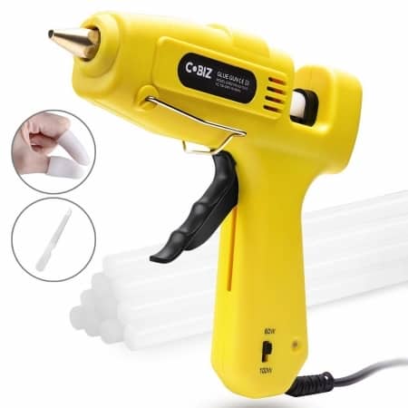 Yellow full size Hot Glue Gun for Crafting with melting glue sticks and plug in cord 