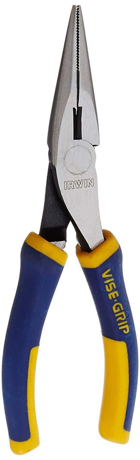 Vise Grip Cutting pliers with blue and yellow hand grips important tool for making a Pine cone christmas tree craft