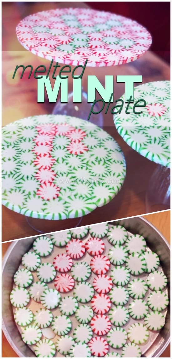 homemade diy melted candy mint plates for holiday decor and crafts