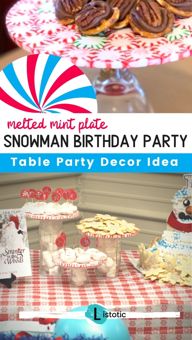 party table with mint plate table decor