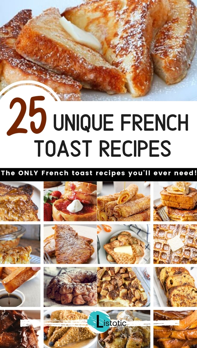 a collage of images featuring unique recipes for french toast