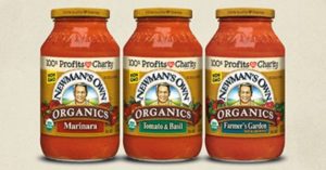 An assortment of organic Newman’s Own sauces.