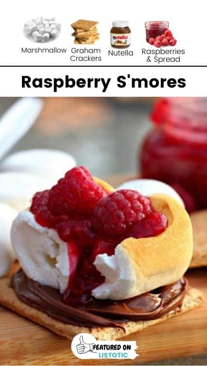 Raspberry s'mores campfire dessert.