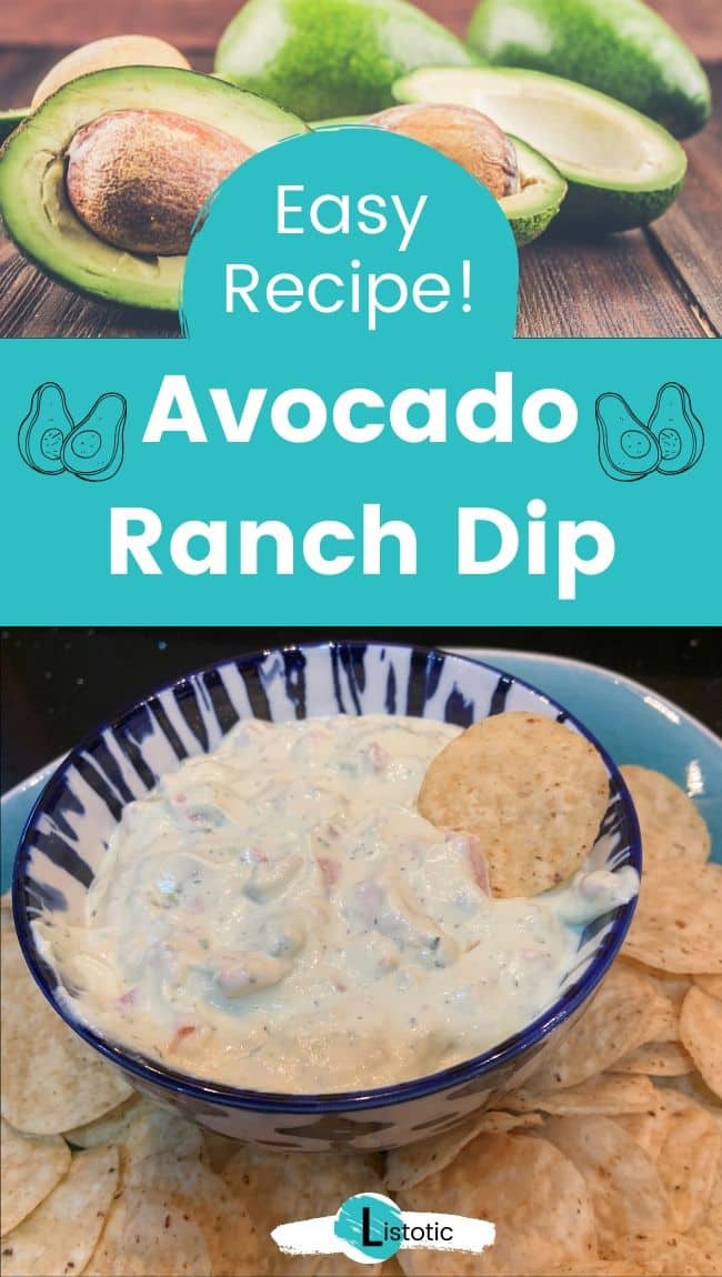 Easy recipe avocado ranch dip.