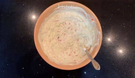 A bowl of avocado ranch dip.