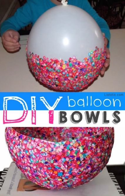 With balloons and confetti and mod podge you can great a DIY bowl kids and adults will have a blast creating themselves