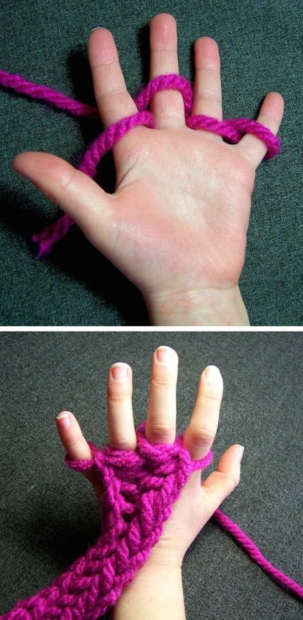 Simple kitting idea for kids and adults using your fingers and yarn