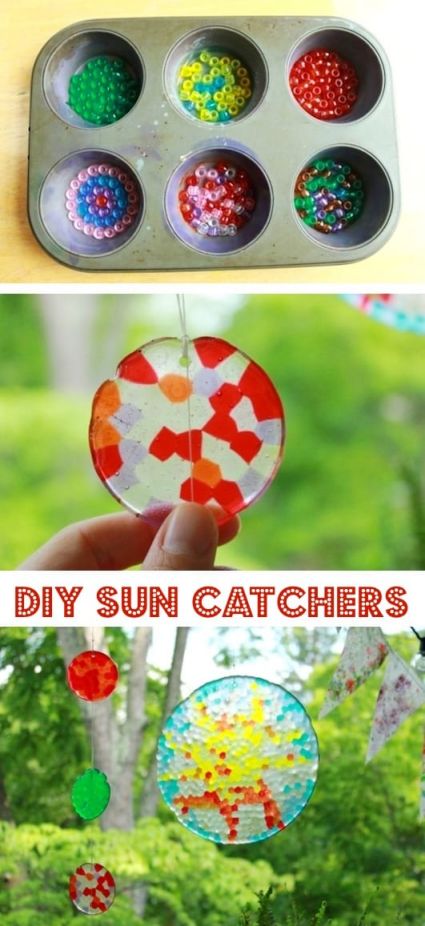 Melt beads using muffin pans to create fantastic window sun catchers to give as gifts