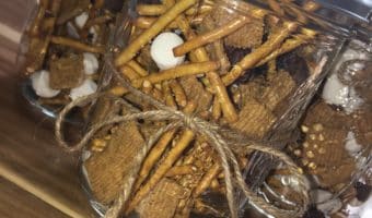 Smore snack mix gift in mason jar.