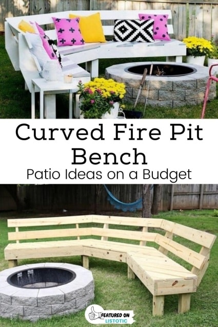 Curved fire pit bench.