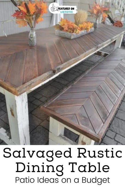Salvaged rustic dining table.