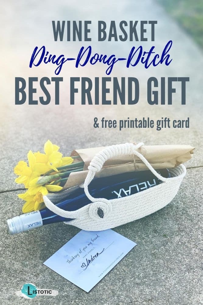 wine basket gift for ding dong ditch game to give to best friend birthday gift