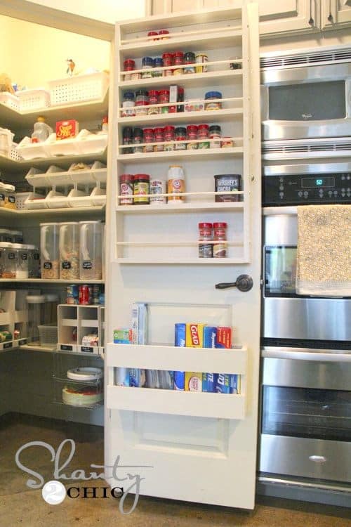 kitchen organization on back of pantry door