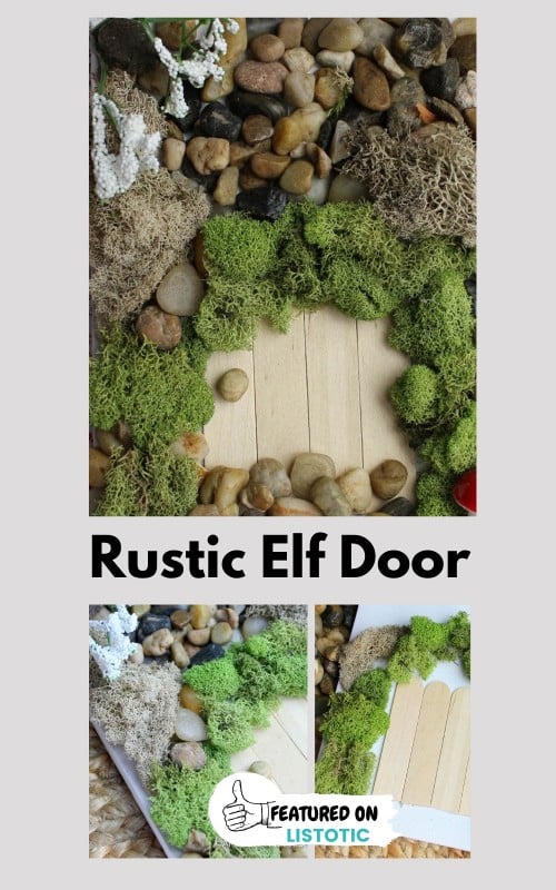Elf door made with rocks and popsicle sticks would be cute with muddy elf foot prints leading to the door