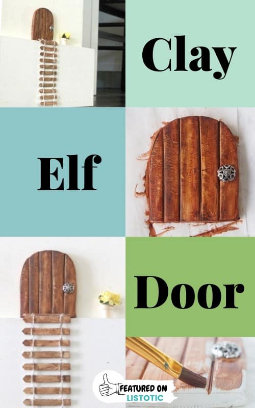 Elf door made with clay and elf ladder all that is missing is Elf foot prints leading to the magic entrance on the wall