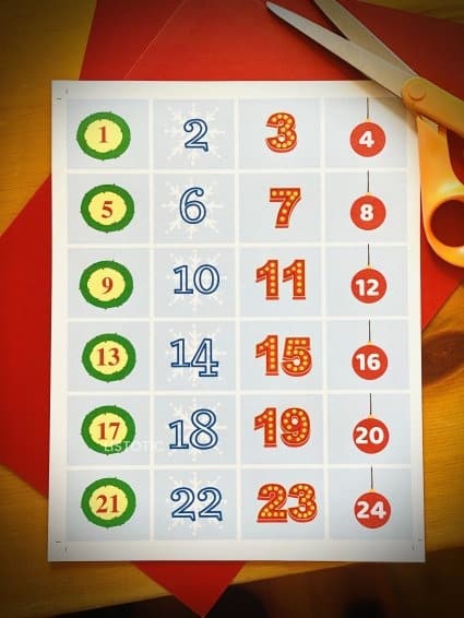 free printable number for Christmas book countdown activity 