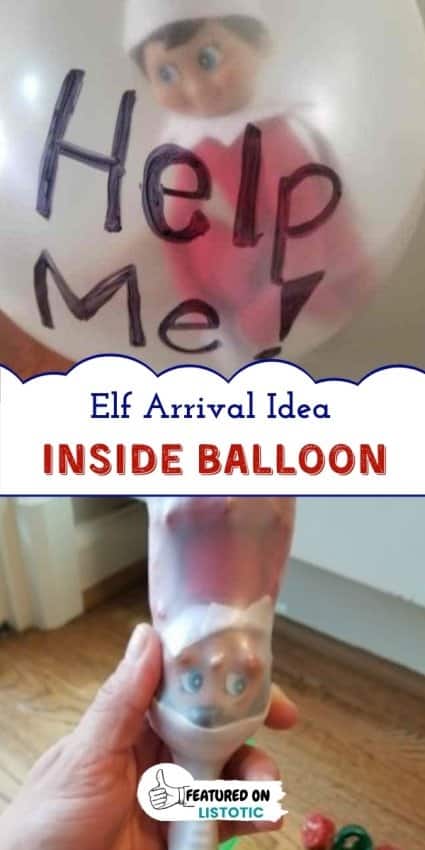 Funny Elf on the shelf idea of Elf stuck in a balloon