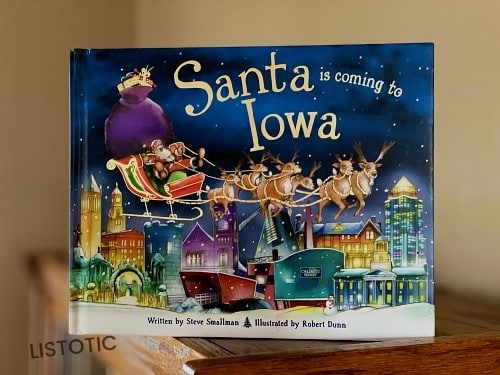 Santa is coming to Iowa picture book for Christmas bedtime stories