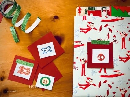 book and paper pieces to make Christmas Countdown Activity