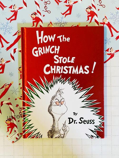 One of the best Christmas picture books the Grinch who stole Christmas on elf on the shelf wrapping paper