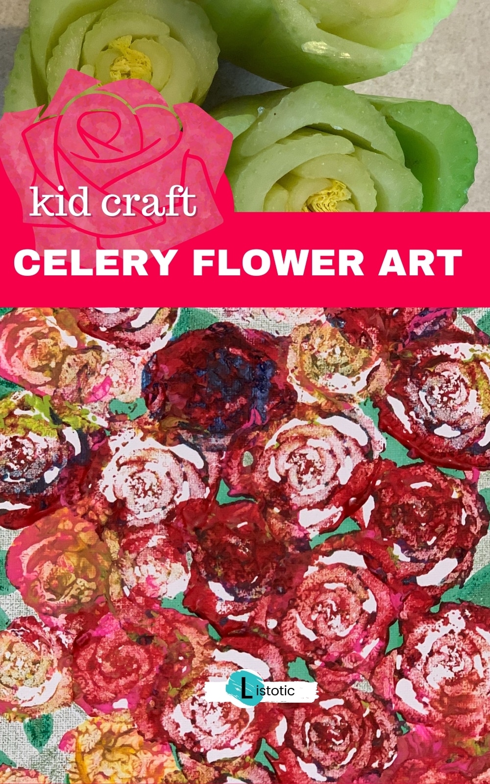 Craft idea for kids or adults using paint and vegetables